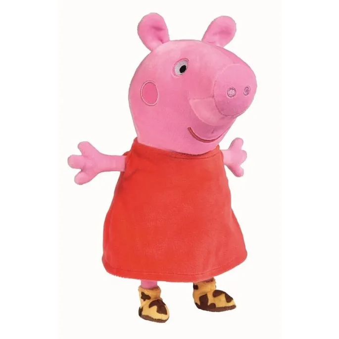 pluszowa maskotka peppa z dźwiękiem na jasnym tle