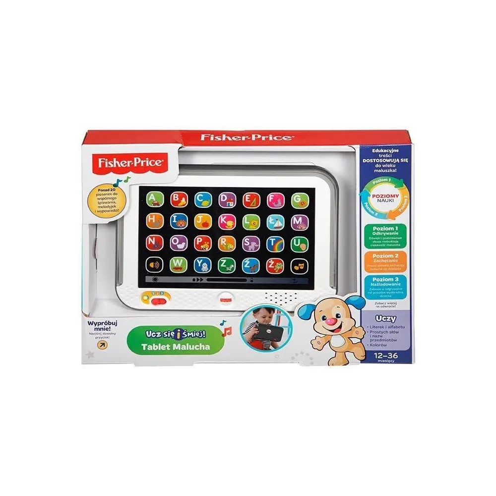 Tablet Malucha z kolorowym ekranem i przyciskami liter alfabetu dla dzieci
