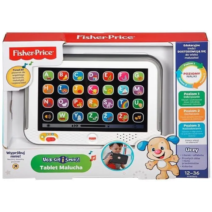 Tablet Malucha z kolorowym ekranem i przyciskami liter alfabetu dla dzieci