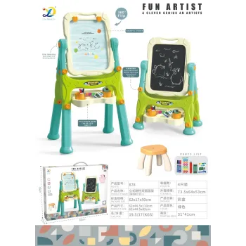 tablica 2w1 magnetyczno-kredowa dla dzieci z akcesoriami na stojaku