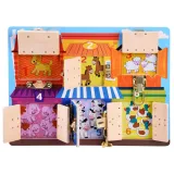 zbliżenie na kolorowe zamki tablicy manipulacyjnej