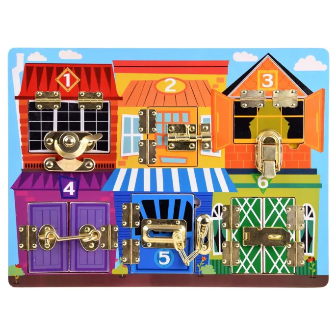 drewniana tablica edukacyjna z barwną grafiką