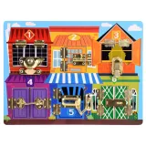 drewniana tablica edukacyjna z barwną grafiką