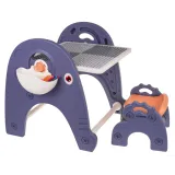 Stolik dziecięcy z bocznymi koszami na akcesoria widoczny z boku