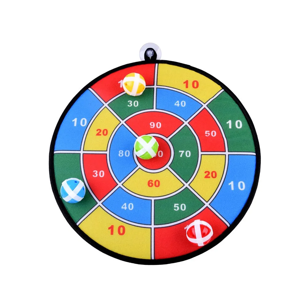 komplet do zabawy rodziny z czterema tarczami i piłkami na rzepy