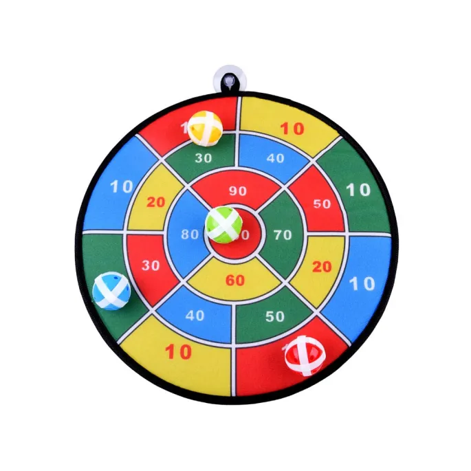 komplet do zabawy rodziny z czterema tarczami i piłkami na rzepy