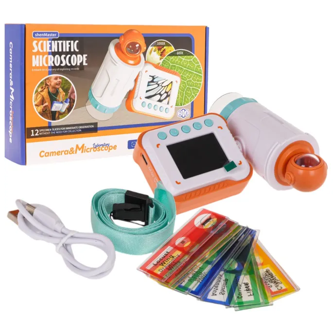 Detal mikroskopu z kamerą przygotowanego do obserwacji próbek