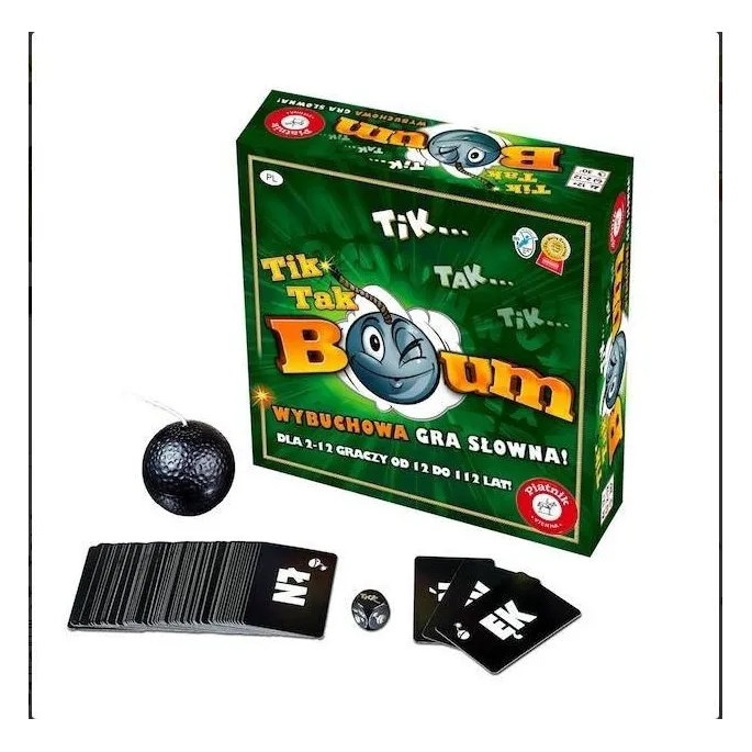 Nowe wydanie gry Tik Tak Bum PIATNIK z kartami i mechanizmem zegarowym na stole