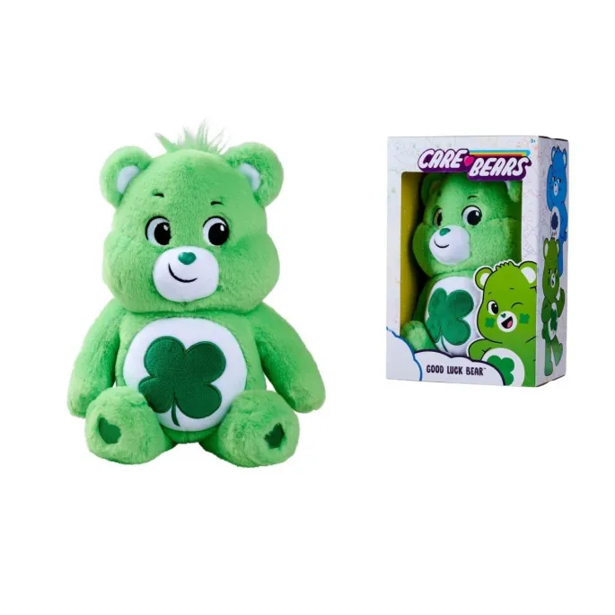 pluszowy miś szczęśliwe serce z czterolistną koniczynką 35cm na białym tle