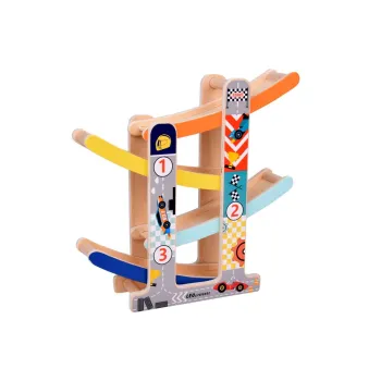 widok kolorowej zjeżdżalni samochodowej z góry