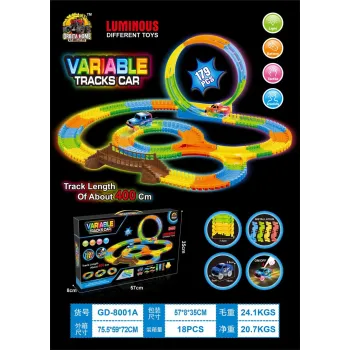 widok toru samochodowego wyścigowego variable z licznymi elementami zestawu