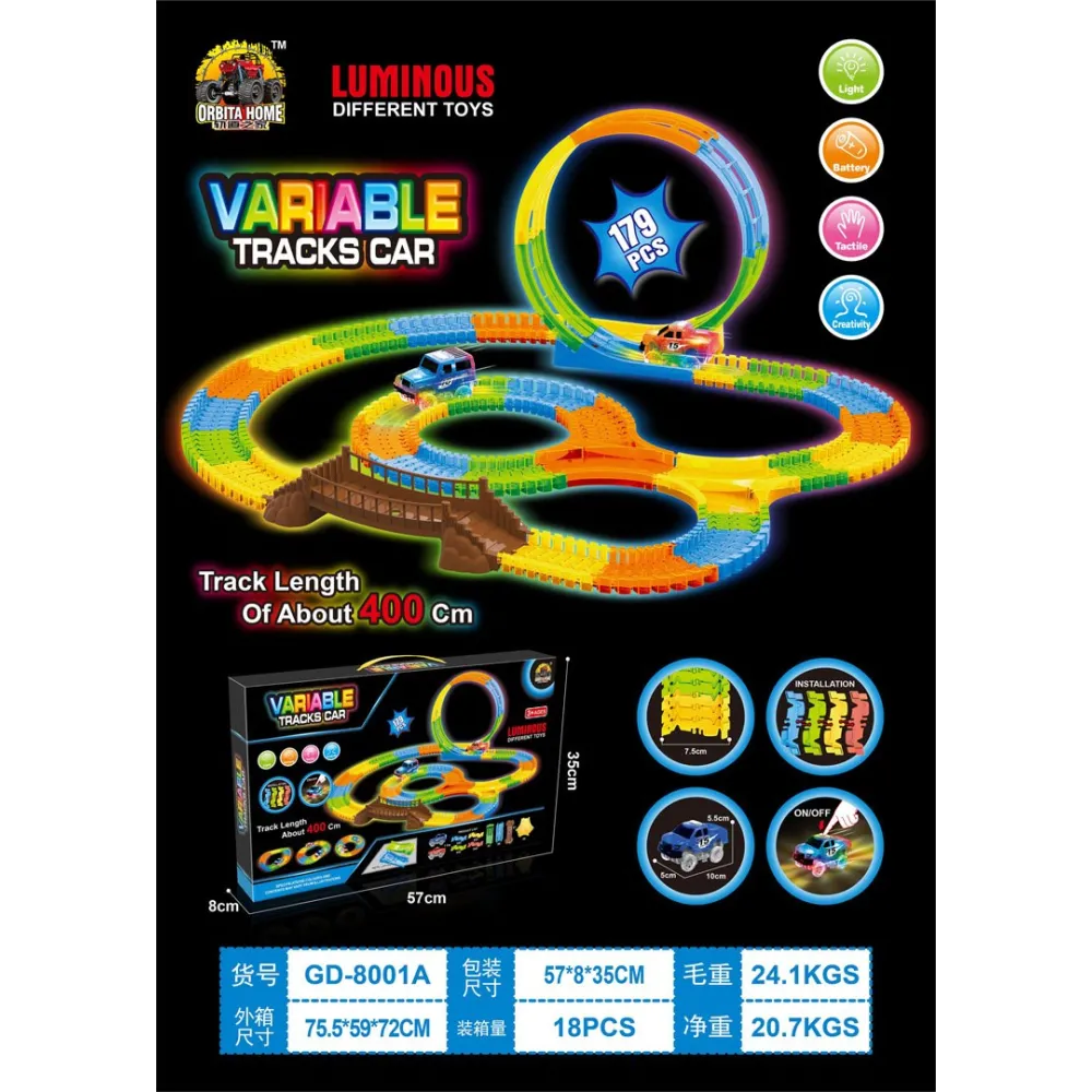 widok toru samochodowego wyścigowego variable z licznymi elementami zestawu