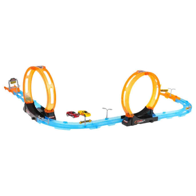 Zbliżenie na kolorowe pojazdy z napędem pull back na torze