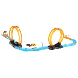 Zbliżenie na kolorowe pojazdy z napędem pull back na torze