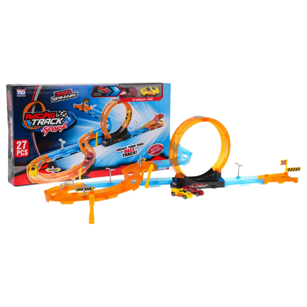 Tor wyścigowy 27 elementów z dwoma samochodzikami do samodzielnego złożenia