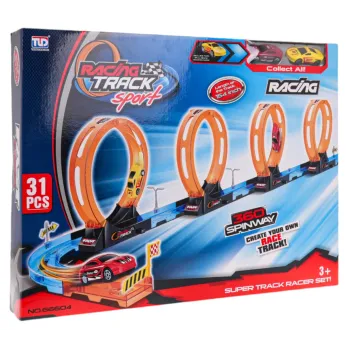 Gotowy tor wyścigowy rozłożony na 168 cm długości, widok z góry