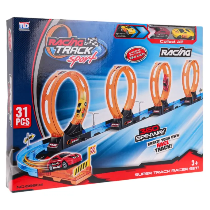 Gotowy tor wyścigowy rozłożony na 168 cm długości, widok z góry