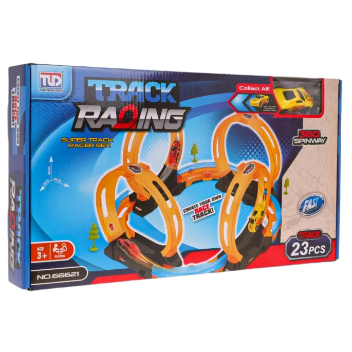 Samochodzik na torze wyścigowym podczas pokonywania pętli