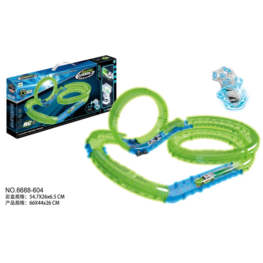 Tor wyścigowy 35 elementów świecący w ciemności z elastycznymi segmentami