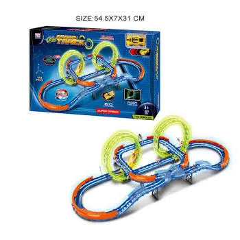 tor wyścigowy świecący w ciemności z kolorowymi segmentami