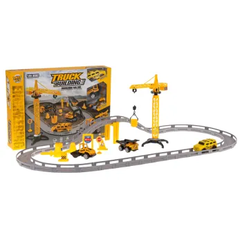 Zestaw Tor Wyścigowy Wersja Budowa rozłożony na stole z widocznymi elementami