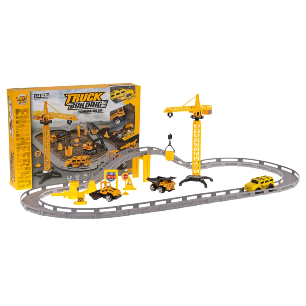 Zestaw Tor Wyścigowy Wersja Budowa rozłożony na stole z widocznymi elementami