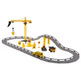 Obrotowy dźwig budowlany z widocznym hakiem i detalami konstrukcji