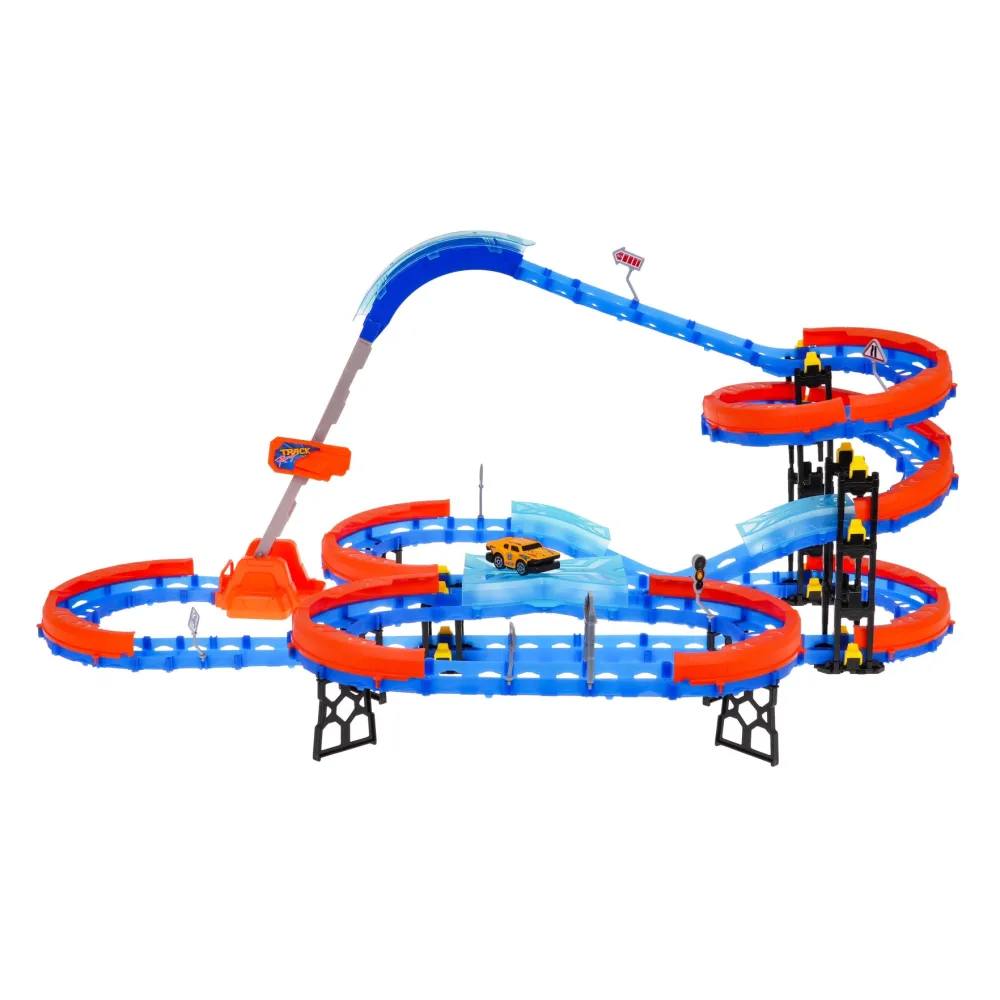 dziecko układające tor wyścigowy według instrukcji