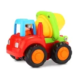 zbliżenie na detale kolorowych pojazdów budowlanych dla dzieci