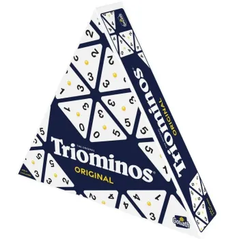 Triominos Original – widok zestawu z trójkątnymi kamieniami i podstawkami