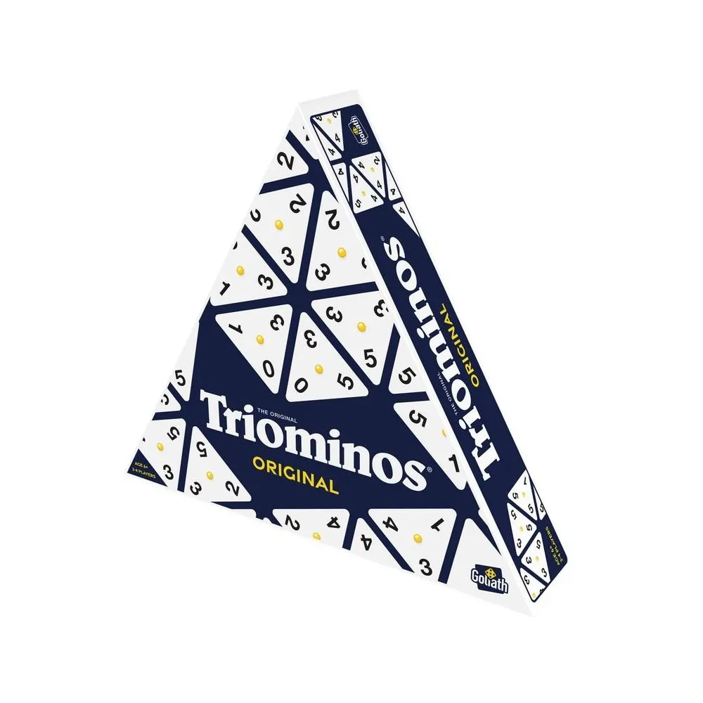 Triominos Original – widok zestawu z trójkątnymi kamieniami i podstawkami