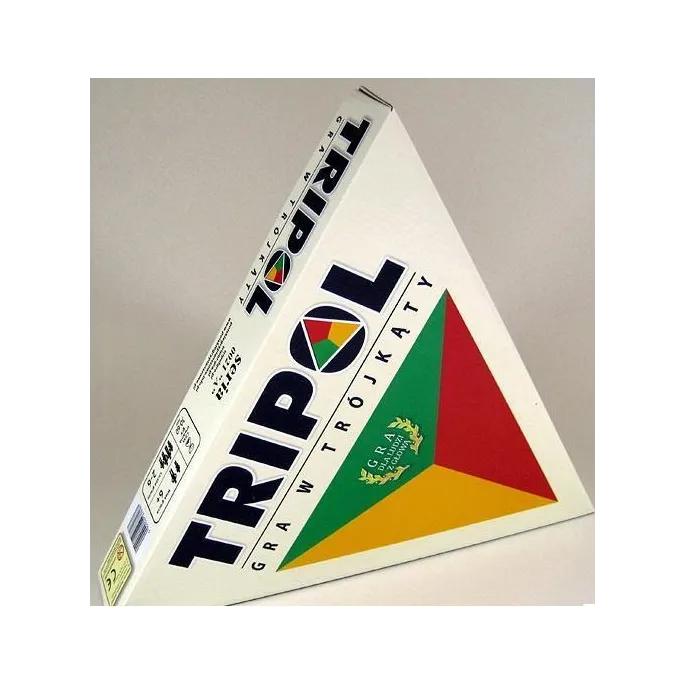 Tripol – gra planszowa z kolorowymi trójkątnymi kafelkami na stole