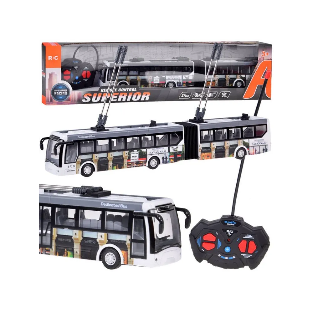 zdalnie sterowany trolejbus miejski 36 cm biały widok z boku