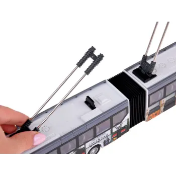 szczegółowe detale przegubowego trolejbusa zbliżenie