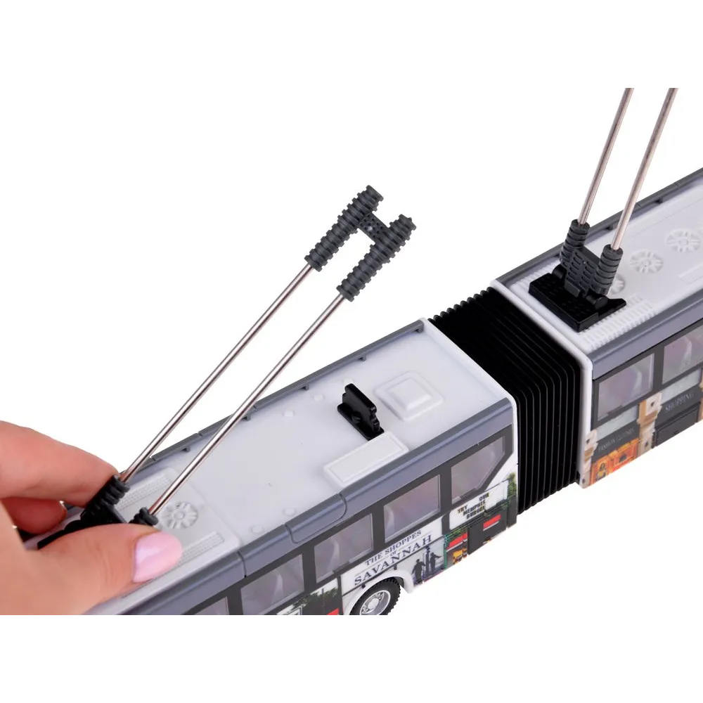 szczegółowe detale przegubowego trolejbusa zbliżenie