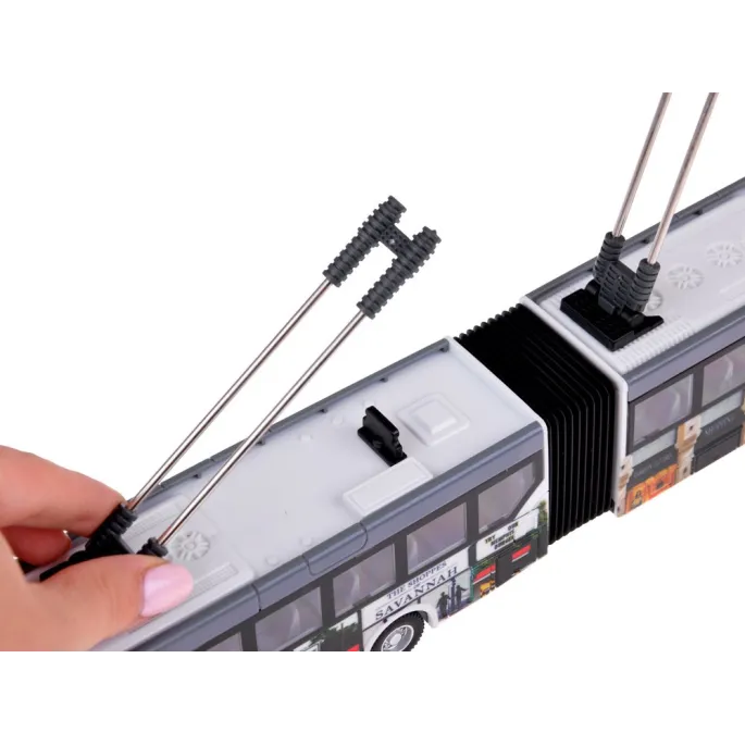 szczegółowe detale przegubowego trolejbusa zbliżenie