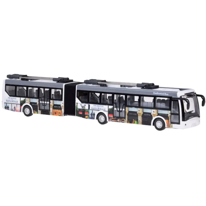 trolejbus z efektem migających świateł czerwonych i niebieskich