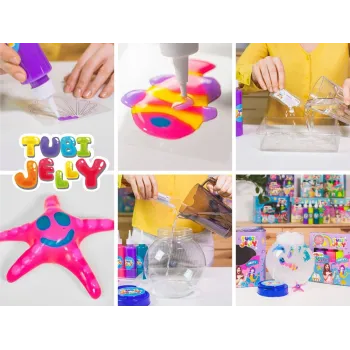 Ręka dziecka tworząca żelową postać z zestawu Tubi Jelly