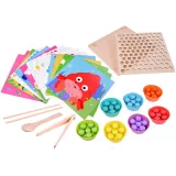 Drewniany panel z mozaiką ułożoną z koralików w siedmiu kolorach