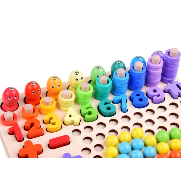 szczypce i łyżka jako akcesoria do układanki nauka liczenia