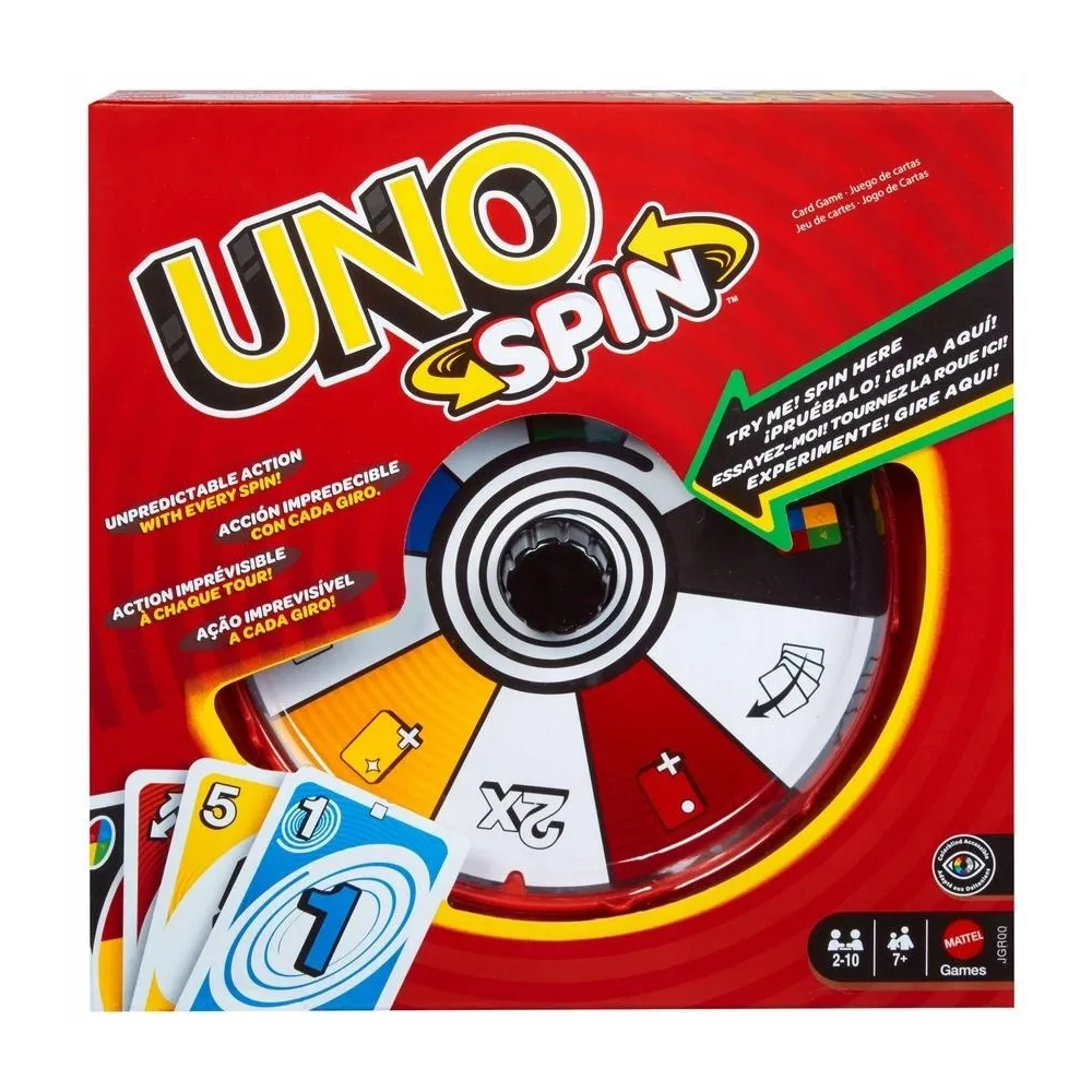 Gra karciana Uno Spin z widocznym kołem losu na środku planszy