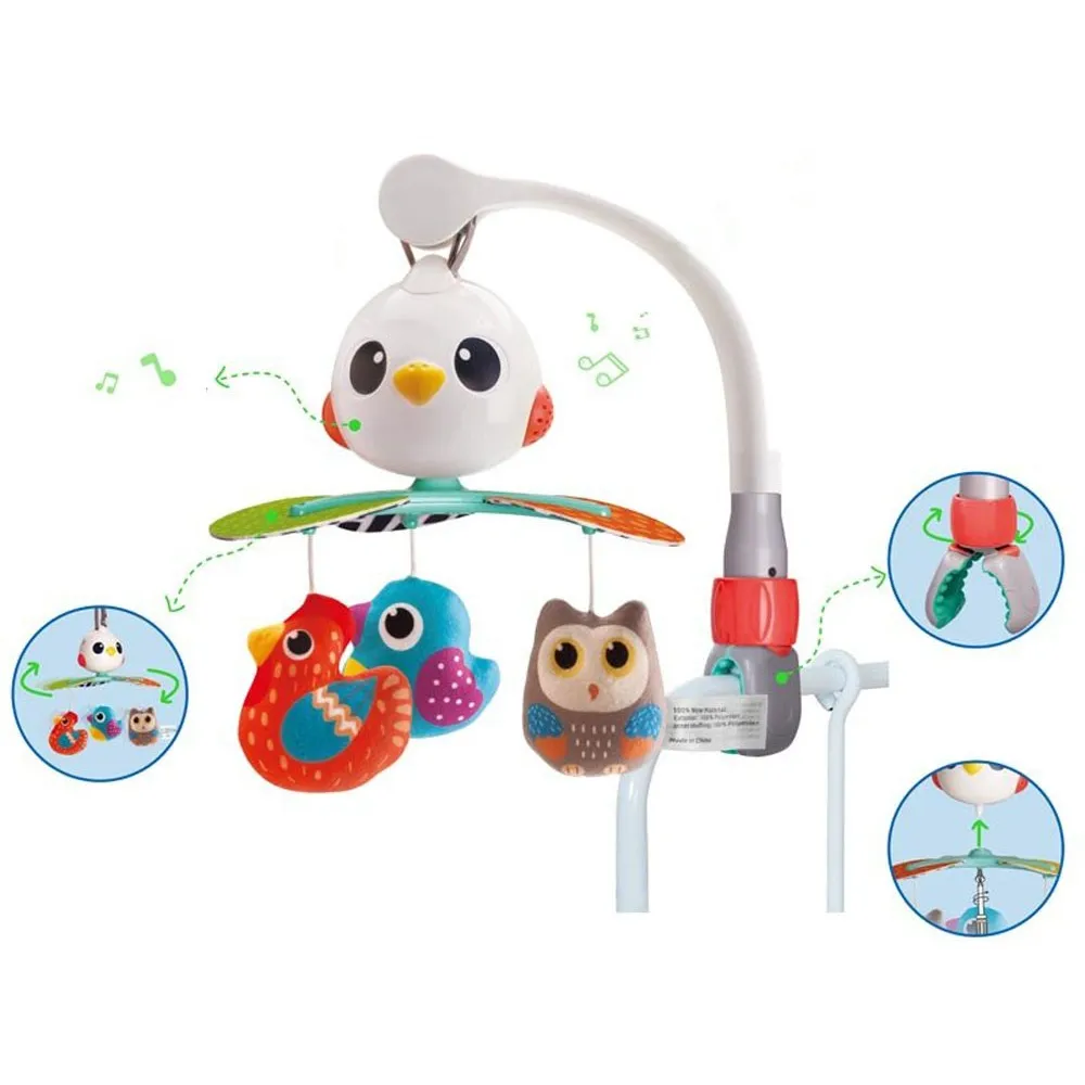 kolorowa karuzela zamontowana w dziecięcym wózku