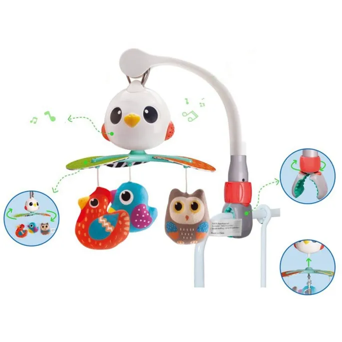 kolorowa karuzela zamontowana w dziecięcym wózku