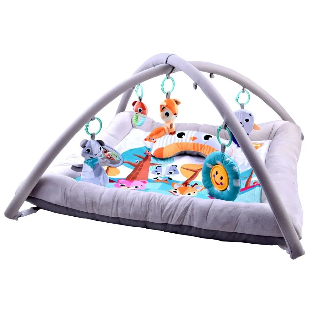 gruba mata edukacyjna z pałąkiem i zabawkami dla dziecka