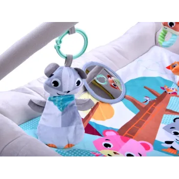 zestaw z lusterkiem i zwierzątkami na jasno szarej macie