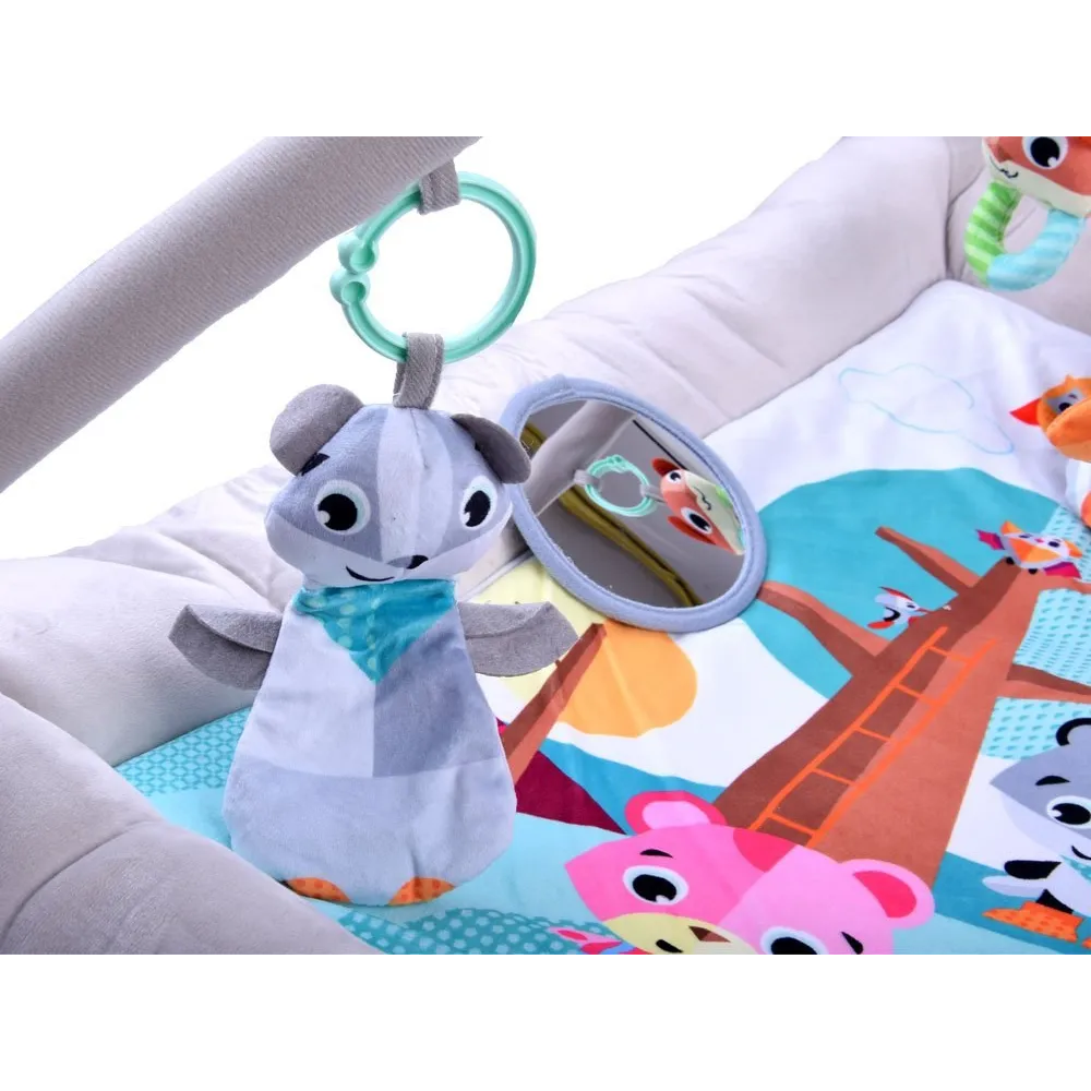 zestaw z lusterkiem i zwierzątkami na jasno szarej macie