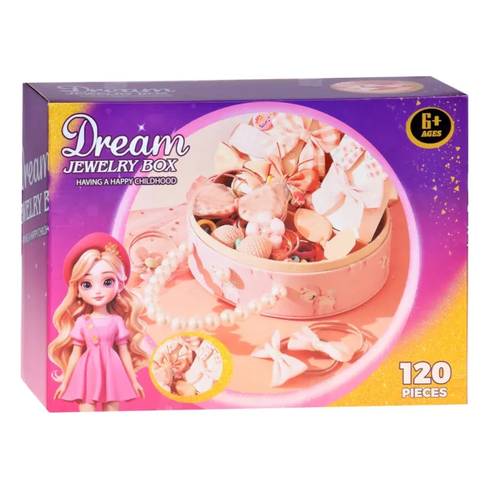 kolorowe pudełko z kompletem szkatułki i ozdób do włosów