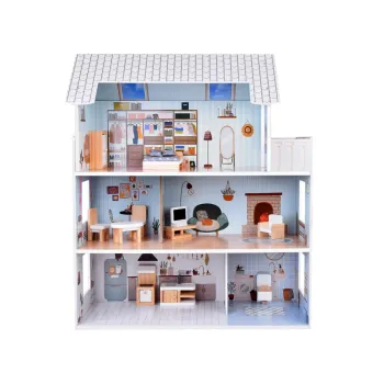 Uroczy domek z meblami Stylowa Drewniana Willa dla Lalek ZA5368