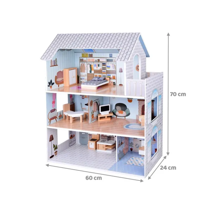 pokój dzienny z fotelami i stolikiem w pastelowych kolorach