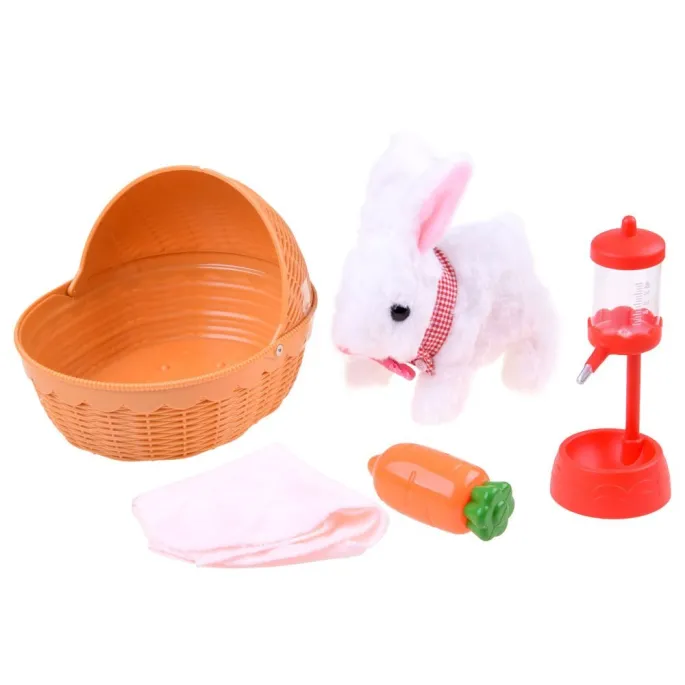 zbliżenie na różowe uszka i czerwony aksamitny pasek królika